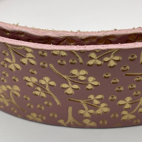 Gap Pink Genuine Cow Leather Belt w/ Gold Floral Pattern Sz XL - Picture 5 of 10